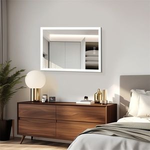 36\" X 28\" <b>Wall</b>-Mounted <b>LED</b> Bathroom <b>Mirror</b> with Bright <b>LED</b> Front Light 5-Minute Defog Full HD Reflection 3 Dimmable Colors - Product Image 5