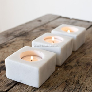 Portavelas Geométrico de Mármol, Elegante, Hecho a Mano, Contemporáneo, Decoración Portátil para Mesa, Hogar, Oficina, Sala de Estar, Pascua - Product Image 2