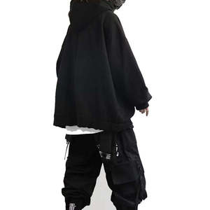 Sweat-shirt à capuche Techwear pour homme, veste Cyberpunk surdimensionnée, streetwear, graphique Kanji, Harajuku, fermeture éclair, style urbain, Darkwear - Product Image 3