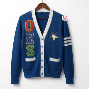 เสื้อไหมพรมพิมพ์ลายตามสั่ง Order of the Eastern Star แบบสั่งทำพิเศษ เสื้อไหมพรม OES Order of the Eastern Star สำหรับใช้ในชีวิตประจำวัน เสื้อพูลโอเวอร์อเนกประสงค์ ดีไซน์ไม่ซ้ำใคร - Product Image 1