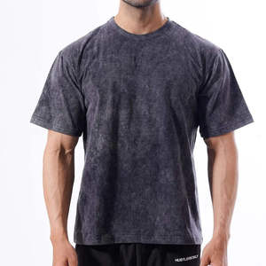 T-shirt graphique surdimensionné en coton épais pour homme, style streetwear, avec logo brodé, vêtement de mode urbaine, coupe ample - Product Image 1