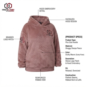 Hashbloom International <b>Women's</b> Plus Size XL <b>Teddy</b> <b>Fleece</b> 100% Polyester Sherpa Fluffy Pullover Printed Hoodie Winter Autumn - Product Image 5
