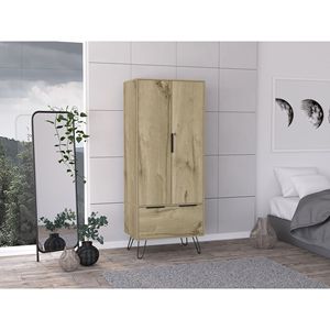 Armadio in legno di quercia chiara con 2 porte e 1 cassetto eleganti mobili per la casa - Product Image 1