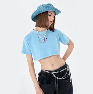 Camiseta de Mujer de Color Sólido, Cuello Redondo, Manga Corta, Informal, Transpirable, 100% Algodón Orgánico con Botones - Product Image 4