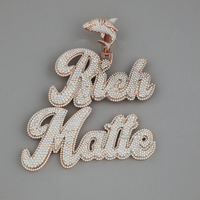 Pendentif Lettre en Argent 925 Plaqué Or Rose avec Diamants Certifiés IGI, Charme Micro-Pavé Mat Riche, Thème Luxe Hip Hop pour Enfants
