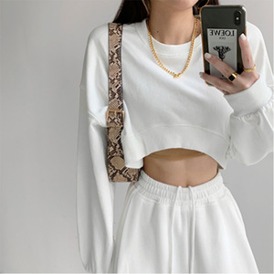 Nouveaux pulls en coton personnalisés avec logo en gros, pulls d'hiver pour femmes, col rond ample et manches longues, couleur unie - Product Image 3