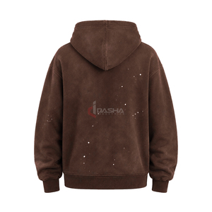 Sweat à capuche en molleton français lavé aux enzymes pour homme, coupe lourde, épaules tombantes, surdimensionné, logo personnalisé, coton, OEM - Product Image 2