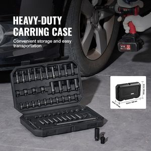 Set di chiavi a bussola a impatto da 55 pezzi, profonde e piatte, da 1/4'' SAE (5/32''-9/16'') e metriche (4-15mm), a 6 punte, in acciaio legato CR-V, per riparazioni auto - Product Image 6