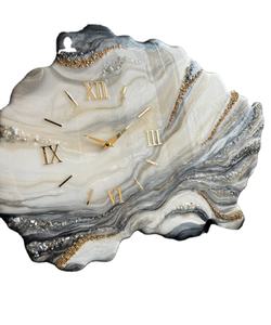 SUAZ Artisan Eco-Friendly Wall <b>Clock</b> <b>Large</b> Modern Geode Design <b>Grey</b> Gold Marble Decor for Hotel Office Luxury Home - Product Image 2