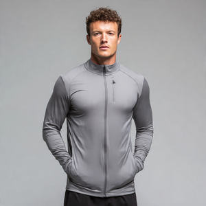 Chaqueta Deportiva de Yoga para Hombre, Spandex/Poliéster, Cuello Alto, Resistente al Viento, Compresión, Estilo Urbano, Entrenamiento, Fitness - Product Image 2