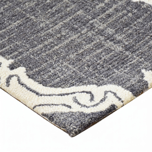 Tapis en laine gris anthracite ivoire à rayures horizontales, antidérapant, écologique, pour salon et salle de bain - Product Image 6