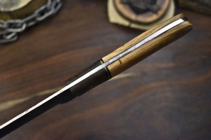 Couteau de chef de cuisine et couteau de chasse/extérieur personnalisé OEM en acier Damas forgé à haute teneur en carbone de 12 pouces avec manche en bois - Product Image 4