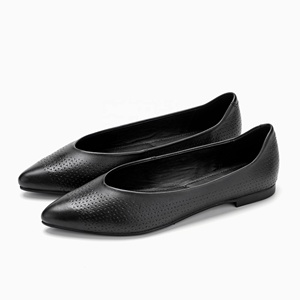 Zapatos de Trabajo de Mujer OEM ODM, Negros, de Cuero, con Punta en Pico, Planos, Sin Cordones, Sólidos, para Primavera y Verano, Hechos en Bangladés - Product Image 1