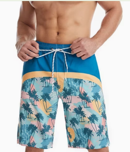 Men's Geometric Print <b>Board</b> Shorts Mid Waist Drawstring Quick Dry Casual Swimwear Polyester Cotton Blend High Quality Short - Product Image 4