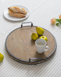 Modern & Top Trending <b>Black</b> Iron Handle Wooden Beaded <b>Tray</b> Metal <b>Serving</b> <b>Tray</b> for Table Decoration Customized Size & Shape - Product Image 4