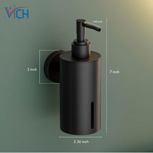 Distributeur de savon liquide mural en acier inoxydable noir mat, rechargeable, pour salle de bain, hôtel, cuisine - Product Image 2