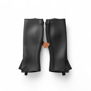 Geoffrey Polo <b>Riding</b> Half <b>Chaps</b>-100% Cow Leather-Black-Adult - Product Image 3