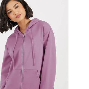 เสื้อฮู้ดซิปผู้หญิงแบบสั่งทำพิเศษ ผ้าฝ้ายฟลีซ 100% ป้องกันขนร่วง ระบายอากาศได้ดี มีโลโก้ด้านหน้า สวมใส่สบายในฤดูหนาว ทรงปกติ - Product Image 2