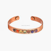 Bracelet en cuivre réglable à sept chakras pour hommes et femmes impression étanche en relief