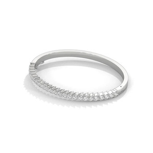 Sterling Silver Pear Cut Diamond <b>Bangle</b> <b>Bracelet</b> Rhodium Plated Classic Style Gift Jewelry for Unisex Engagement Wedding - Product Image 3