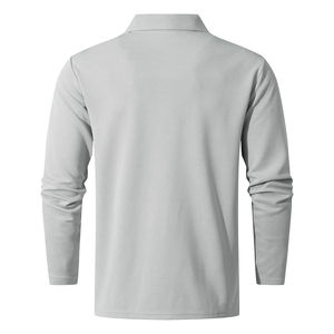 Mens Long Sleeve Polo Shirt Slim Fit Solid Color Soft Stretch Breathable Lightweight Casual Daily Wear <b>Classic</b> Collar Top - Product Image 2