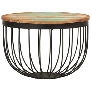 Industrial <b>Rustic</b> Coffee <b>Table</b> Handcrafted Reclaimed <b>Wood</b> Round Top With Black Metal Base Centerpiece Living Room Coffee <b>Table</b> - Product Image 2