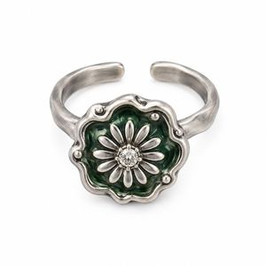 Wholesale Brass Daisy Flower <b>Ring</b> <b>Adjustable</b> CZ Jewelry Manufacturer Low MOQ - Product Image 3