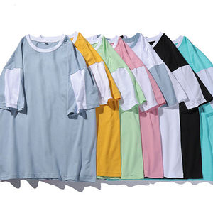 เสื้อยืดคอกลมผู้ชายแบบ Color Block สกรีนโลโก้ได้ เสื้อยืดโอเวอร์ไซส์ผ้าฝ้าย ระบายอากาศดี สไตล์ลำลอง สตรีทแวร์ รับผลิตแบบ OEM ODM - Product Image 1