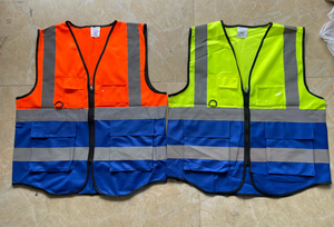 Chaleco reflectante de seguridad de tela poliéster con muchos bolsillos con cremallera para trabajadores, ropa de trabajo, overol protector, tela resistente. - Product Image 5