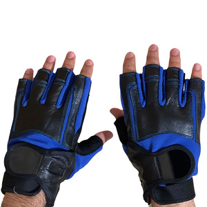 <b>Half</b> Finger Fitness Gloves Black Blue Adjustable Wrist Strap Gym Weight Lifting Unisex Breathable Non <b>Slip</b> - Product Image 5