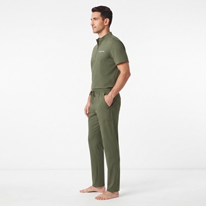 Ensemble de blouses médicales en polyester pour hommes, uniforme de travail médical, haut à demi-zip, pantalon avec poches, taille à cordon, vêtements d'hôpital - Product Image 4