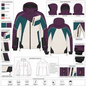 Chaqueta de Esquí para Hombre con Bloques de Color, Impermeable, con Capucha, Material Sintético 10.000 mm, Cierre de Cremallera - Product Image 6