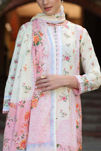 Ensemble Kurta pour femmes en coton imprimé floral, longueur cheville, avec pantalon rose et dupatta, tenue décontractée traditionnelle indienne et pakistanaise - Product Image 4