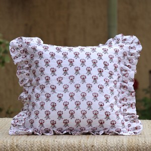 Ruffle Cushion Cover Rectangle Printed Cartoon Pattern <b>White</b> Red Cotton Home Decorative Pillowcase - Product Image 1