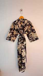 Indian Night Gown and <b>Beach</b> Wear Dress Indian Cotton Print <b>Kimono</b> Style Sleepwear Handmade Maxi Gown Dress Women Bathrobe - Product Image 4