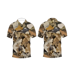 เสื้อโปโลลายพรางหลากสีน้ำตาลเบจสำหรับผู้ชาย แขนสั้น ลำลอง พิมพ์ลาย เสื้อยืดกอล์ฟ - Product Image 6