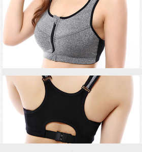 Sujetador deportivo transpirable para mujer con cremallera frontal y copas acolchadas extraíbles para yoga y running - Soporte medio - Product Image 4