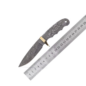 Lames brutes Skinner en acier Damas pour couteaux à lame fixe DIY, avec contreforts en laiton OEM, pleine longueur de lame, pour la fabrication de couteaux de camping et de chasse - Product Image 6