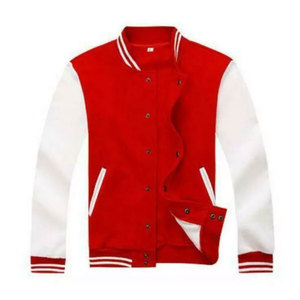 <b>Men's</b> Varsity <b>Jacket</b> <b>White</b> Red Color Blocking Turn-down Collar Button Front Preppy Style Autumn Regular Fit <b>Men</b> varsity <b>jacket</b> - Product Image 4