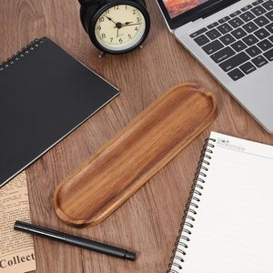 Bandeja de madera marrón para bolígrafos, soporte de escritorio de madera, accesorios de escritorio, reposapuntas, ideal para el hogar, la oficina y accesorios de arte. - Product Image 3