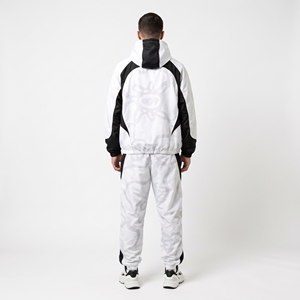 Conjunto deportivo de nailon personalizado para hombre, 2 piezas, de alta calidad, con estampado completo, chaqueta cortavientos con cremallera y pantalones deportivos. - Product Image 2