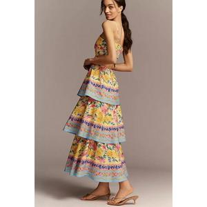 Amorzinho - Vestido Maxi Casual de Algodón Ecológico con Cintura Natural, Diseño en Capas, Estampado Floral Transpirable de Alta Calidad, ODM, Primavera 2026 para Mujer - Product Image 2