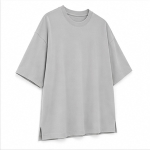 OEM ODM Custom Light <b>Grey</b> <b>T</b> <b>Shirt</b> Premium Cotton Oversized Fit Round Neck Short Sleeve Blank Clothing High Quality Solid Color - Product Image 3