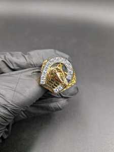 Moissanite Horse Head <b>Ring</b> For <b>Mens</b> Pave Band Gold Plated original 925 Silver Fine Animal Lovers Hip Hop Party Gift For Him - Product Image 6