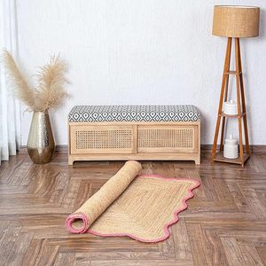 Tapis en jute festonnés personnalisés en gros, tapis faits main écologiques de style bohème pour entrée ou salon, commandes en gros - Product Image 2