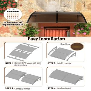 Outdoor Overhang Awning for Sun Rain Snow & Wind Protection-Durable PC Embossed Sun Sheets - Product Image 6