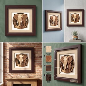 Majestic African <b>Elephant</b> Handcrafted Wooden Veneer Wall Art | Premium Layered Wood Inlay | Rustic Wildlife Home <b>Decor</b> Gift - Product Image 6