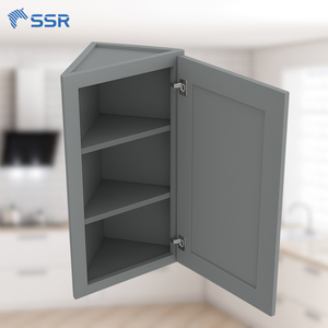 SSR White L-Shape Wall Cabinet With PVC Door Panel For Kitchen Traditional Style 18-23.9in Depth - Product Image 1