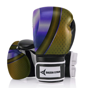 Gants de boxe Daizen Star, violet et vert, en PU, fermeture à lacets, respirants, avec poignets lacés, pour adultes - Product Image 1