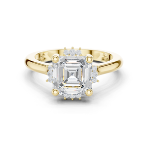 Anillo de compromiso de oro amarillo macizo de 14 quilates con diamante de corte Asscher cultivado en laboratorio y certificado por IGI, regalo perfecto de aniversario para chicas. - Product Image 1